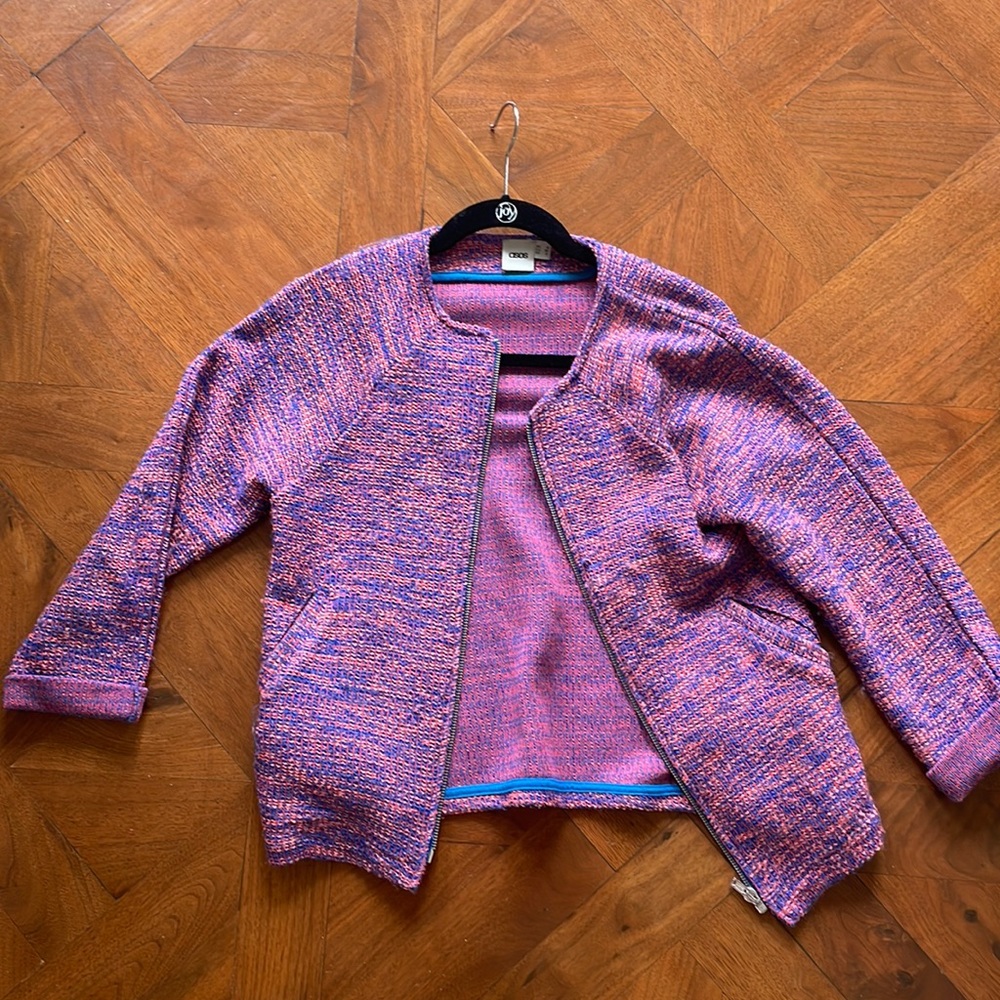 ASOS pink & blue tweed blazer jacket